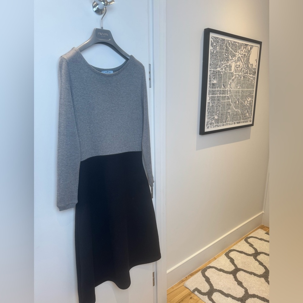PRADA Made in Italy Grey & Black Wool Knit Dress (IT 44 / US 8)